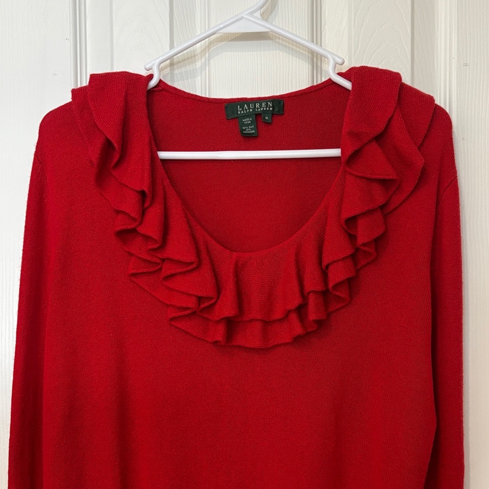 Lauren Ralph Lauren Crimson Ruffle Sweater